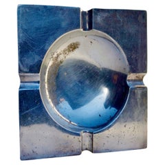 Modernistischer versilberter Aschenbecher mit hervorragender Patina, Frankreich, um 1970
