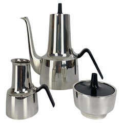 Modernist Silver-Plated Coffee Service Design Hans Bunde for Cohr, Denmark, 1950