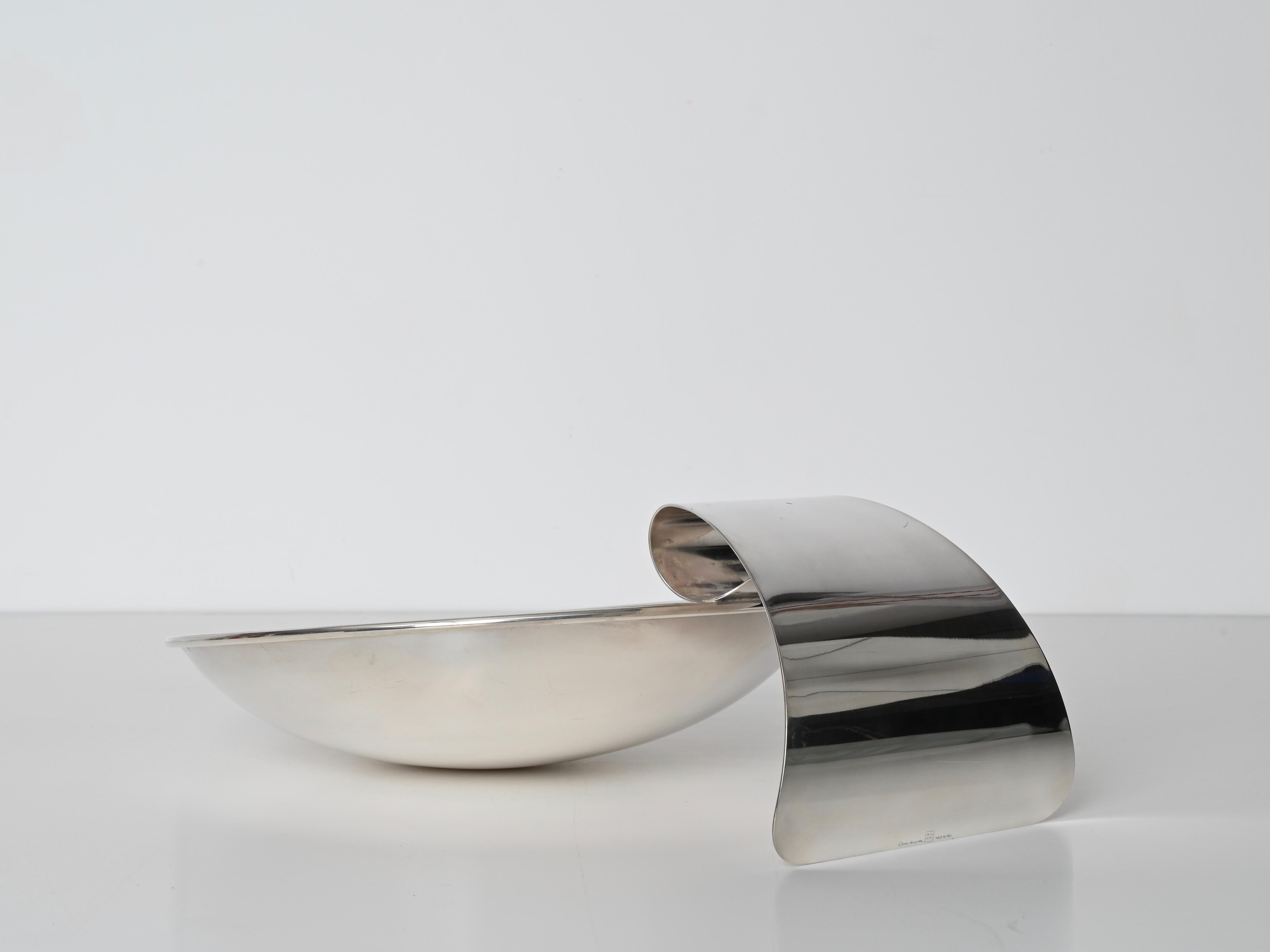 Versilberte große dekorative Schale der Moderne der Moderne, signiert Cleto Munari, Italien, 1970er Jahre im Angebot 3
