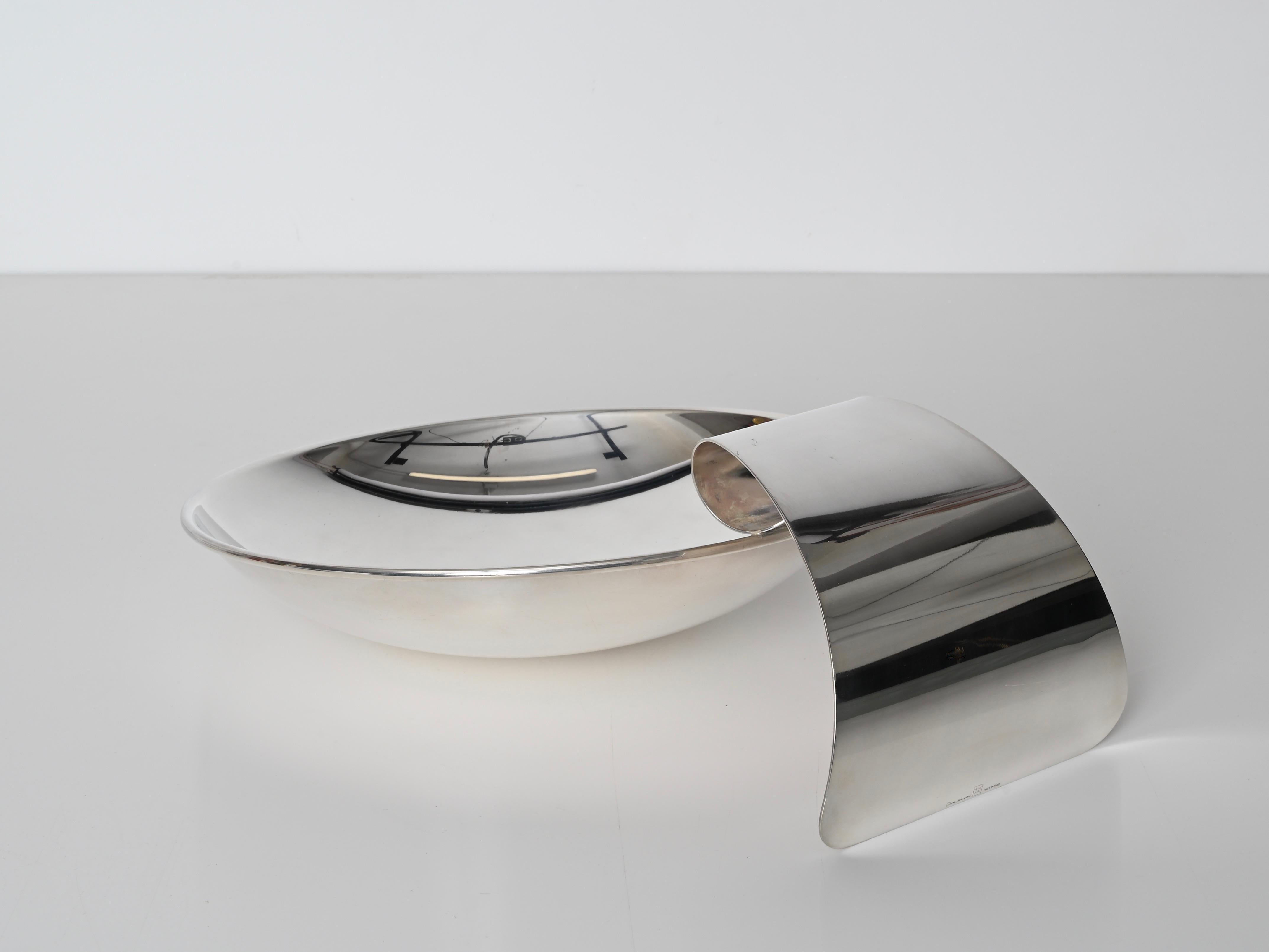 Versilberte große dekorative Schale der Moderne der Moderne, signiert Cleto Munari, Italien, 1970er Jahre im Angebot 4