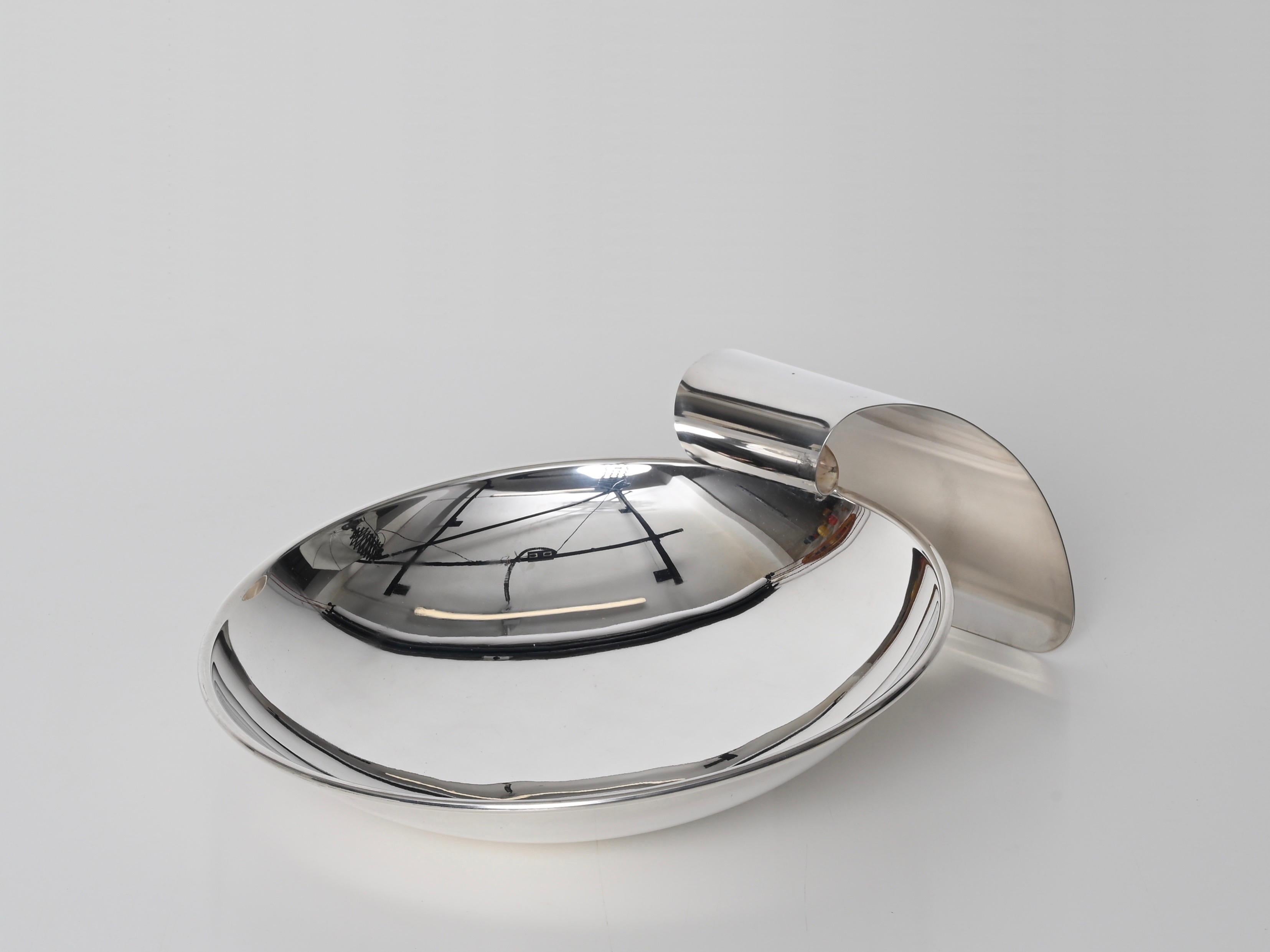 Versilberte große dekorative Schale der Moderne der Moderne, signiert Cleto Munari, Italien, 1970er Jahre (20. Jahrhundert) im Angebot