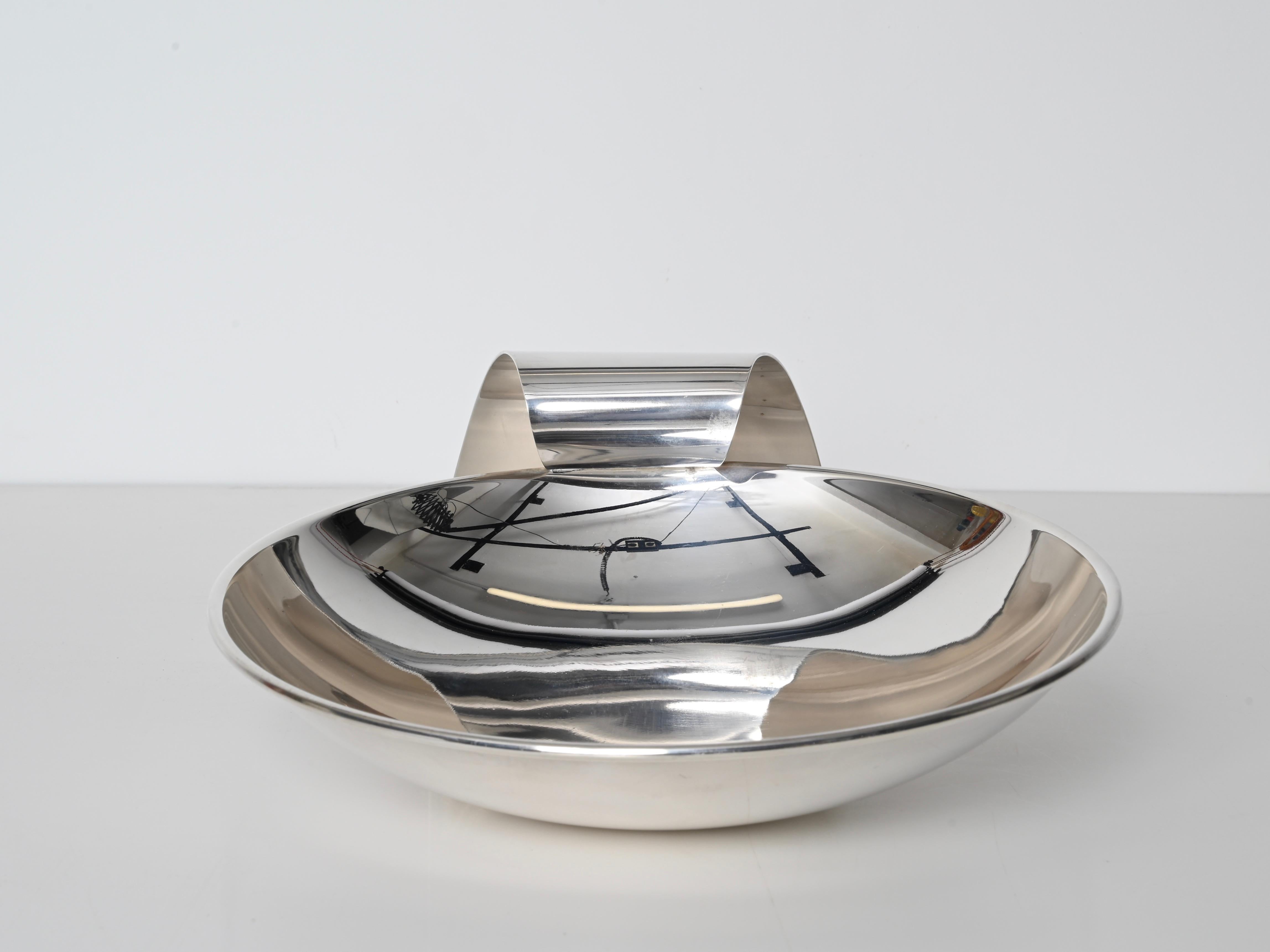 Versilberte große dekorative Schale der Moderne der Moderne, signiert Cleto Munari, Italien, 1970er Jahre im Angebot 2