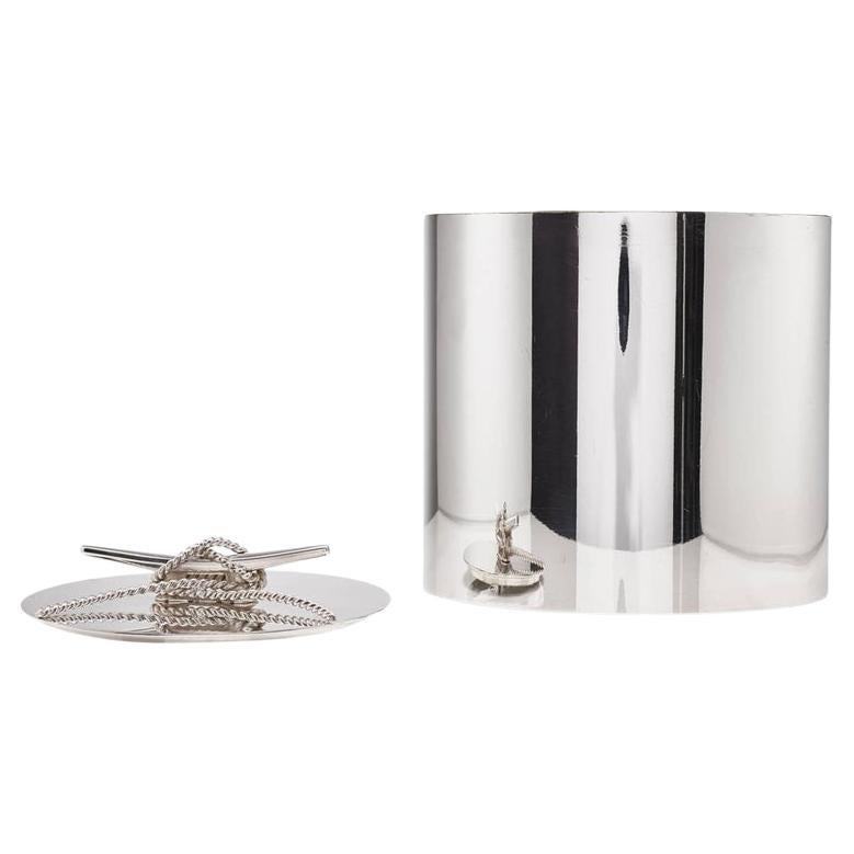Modernist Silver Plated Nautical Ice Bucket with Lid Italy, circa 1960