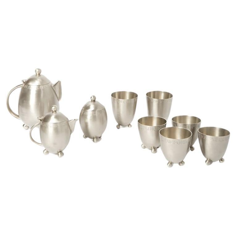 Modernist silver plated tea service, 1910s. For Sale