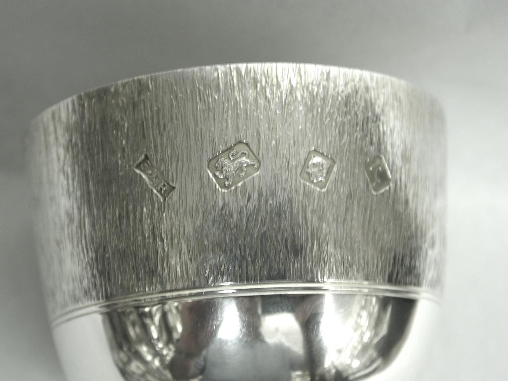 Arts and Crafts Modernist Silver Tumbler Cup, Bark Finish, S J Rose, London, 1972