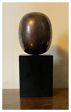 Scultura modernista in bronzo argentato Super Egg di Skjode Skjern - 1985 Danimarca