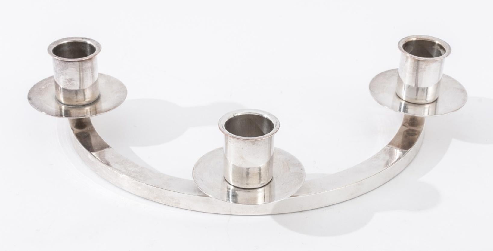 20th Century Modernist Silverplate Candlesticks, Pair For Sale