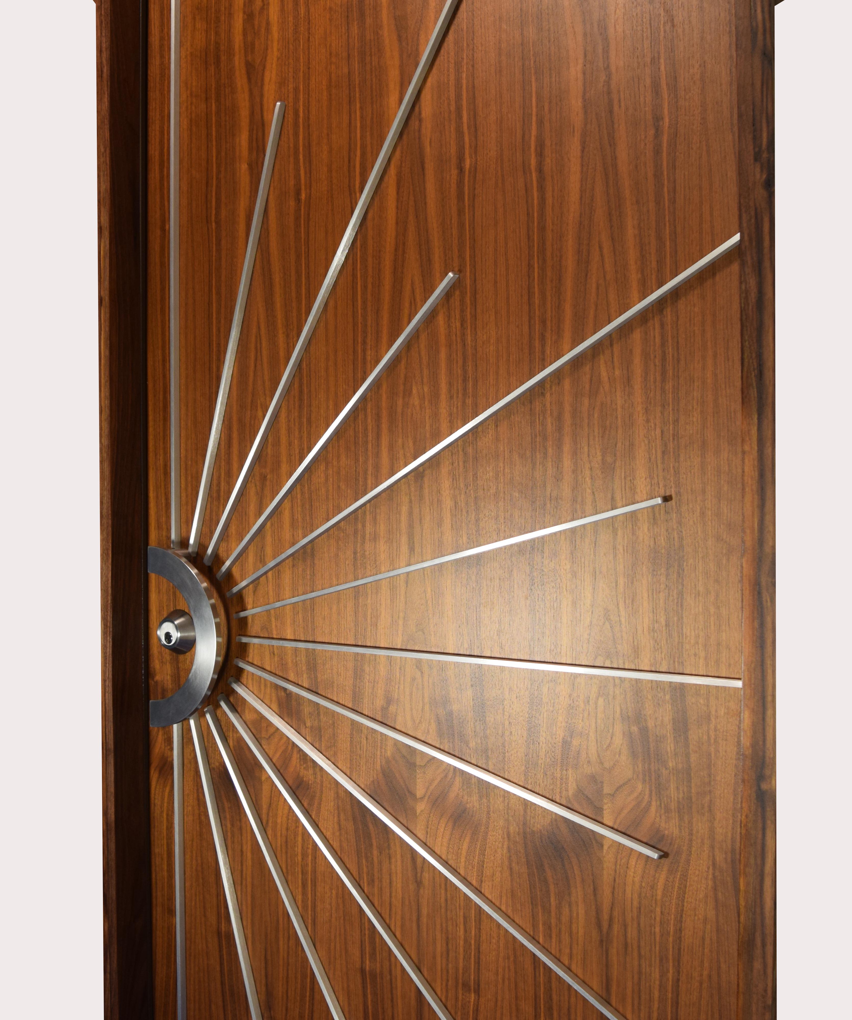 American Modernist Single Entry Door Built to Order in Walnut For Sale