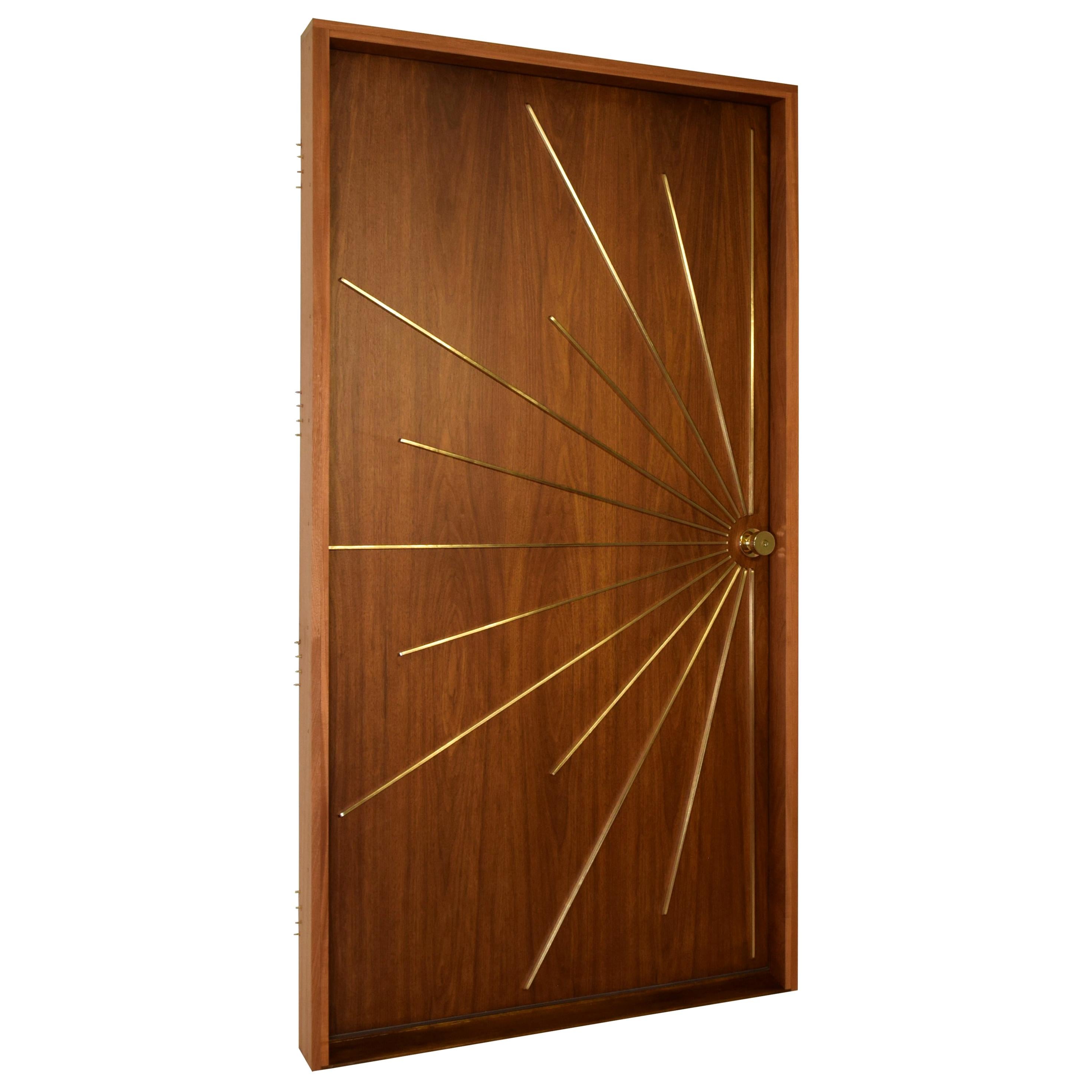 Puerta de entrada única modernista fabricada a medida en nogal