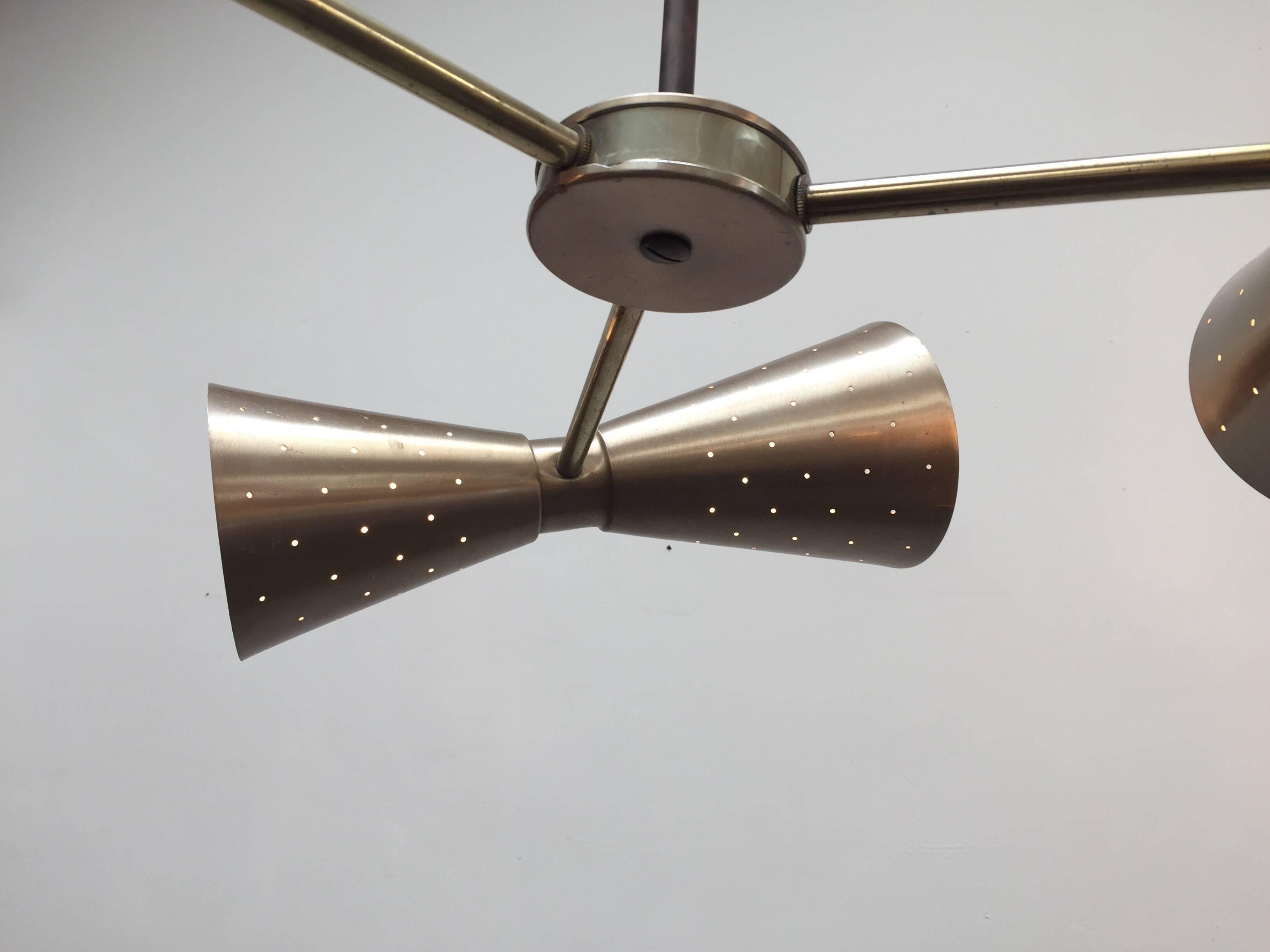Modernist Six-Lights Arms Chandelier by Gerald Thurston for Lightolier, 1950 2