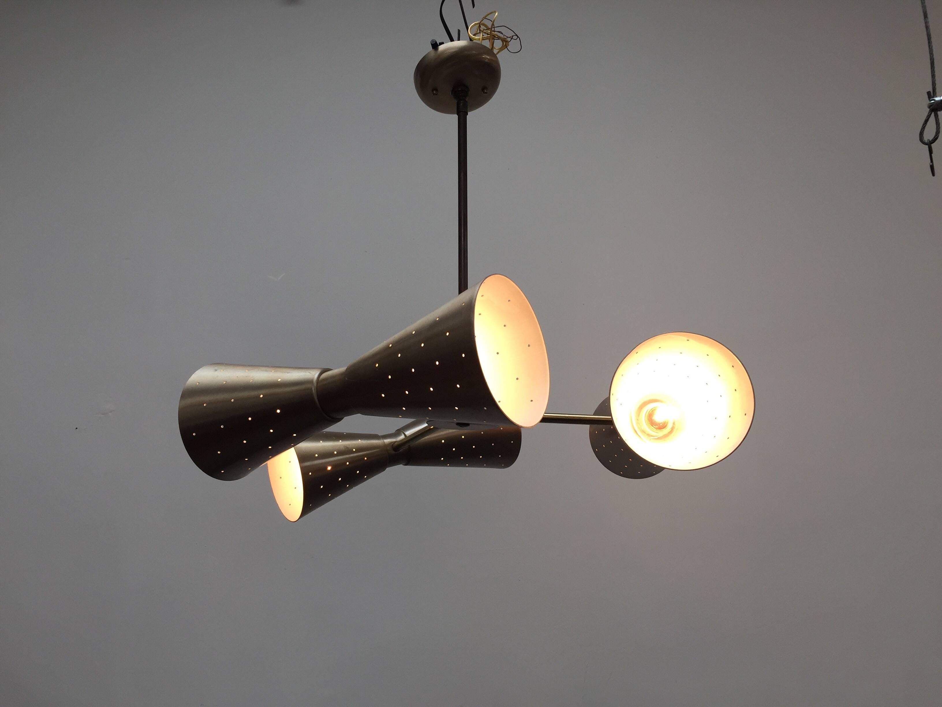 20th Century Modernist Six-Lights Arms Chandelier by Gerald Thurston for Lightolier, 1950