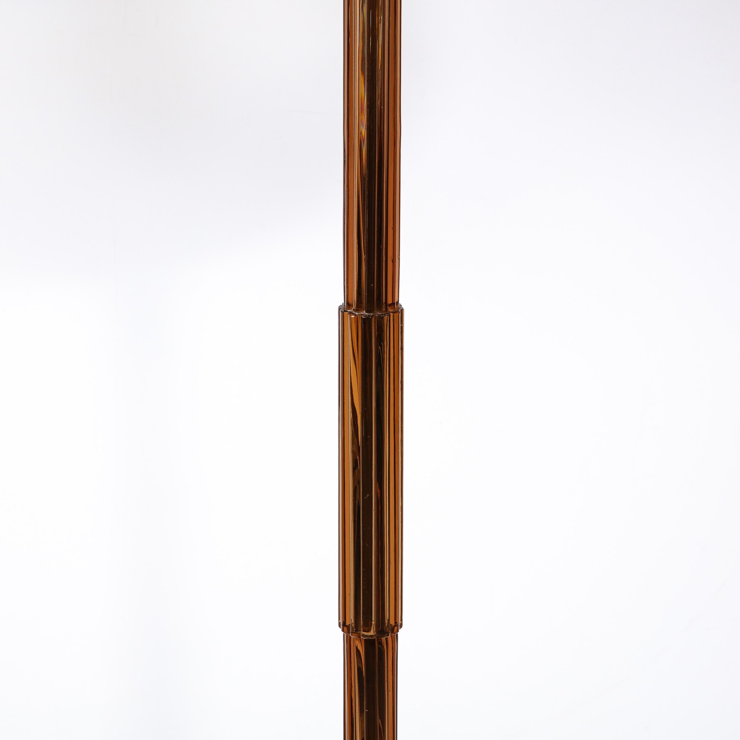 Modernist Skyscraper Style Hand Blown Smoked Bronze Murano Glass Floor Lamp  In Excellent Condition In New York, NY
