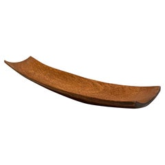 Modernist Slim Canoe Bowl Sculptural Tray Catch it All in Koa Wood, 1970s