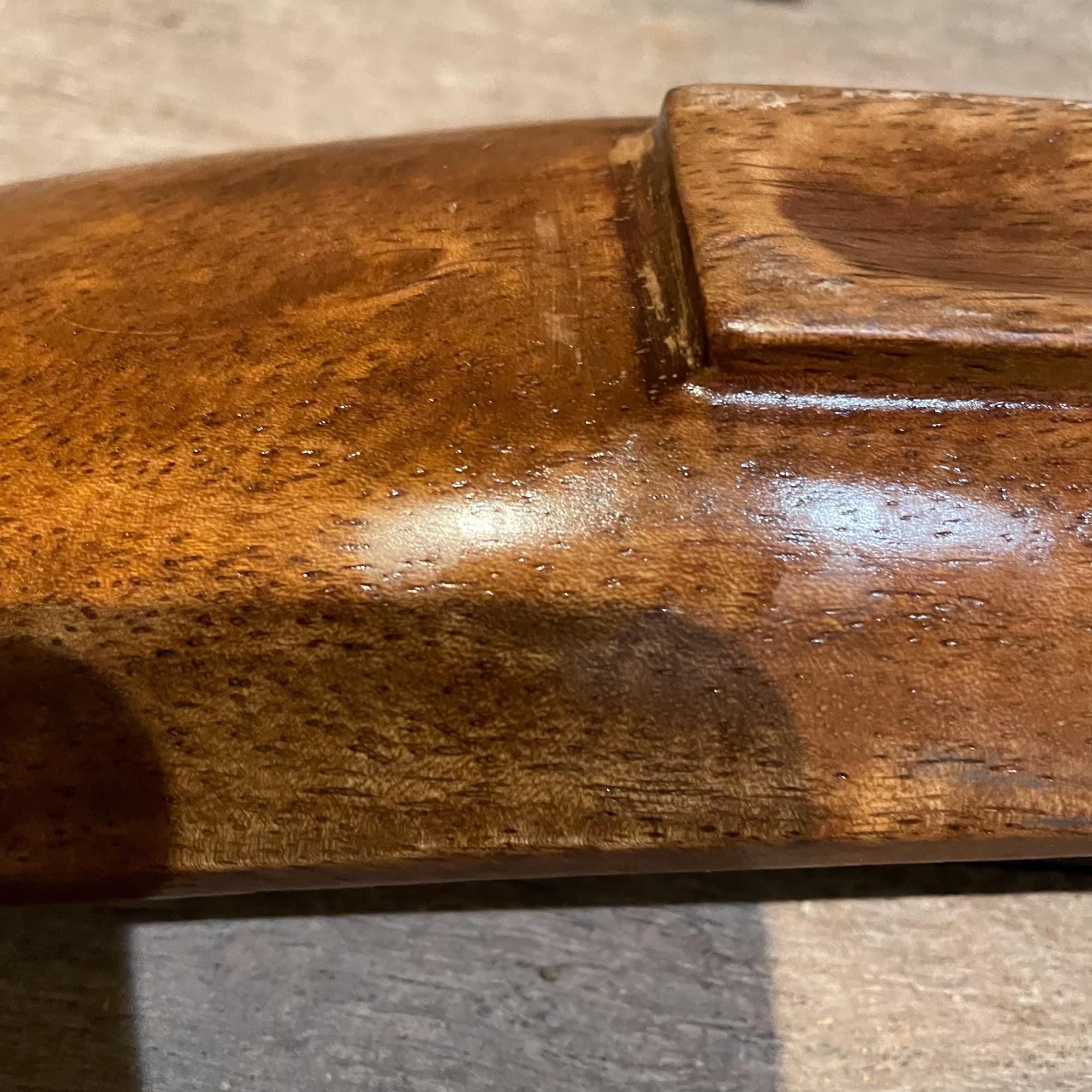 Modernist Slim Canoe Bowl Sculptural Tray Catch it All in Koa Wood, 1970s 4