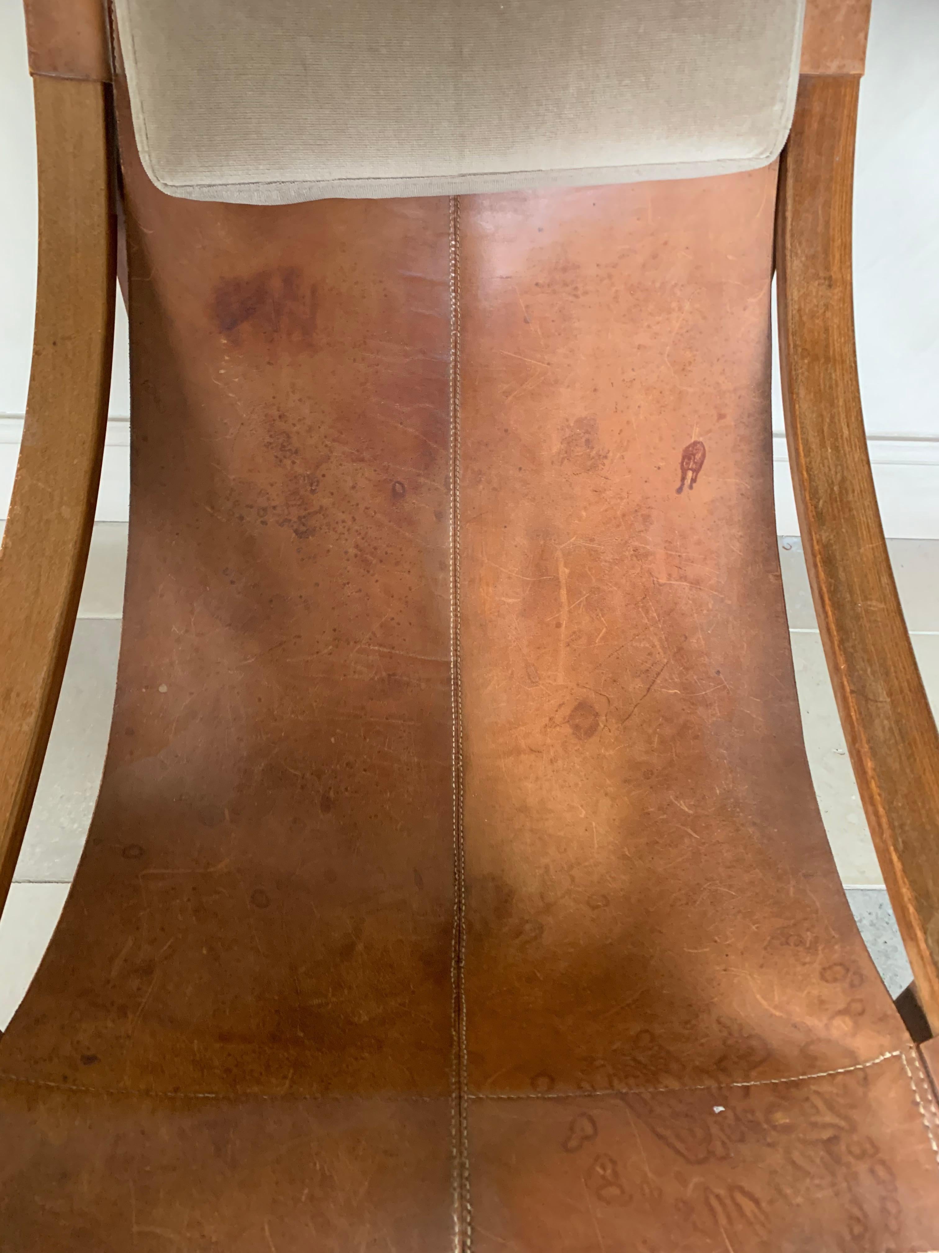 Modernist Sling Leather Lounge Chair 3