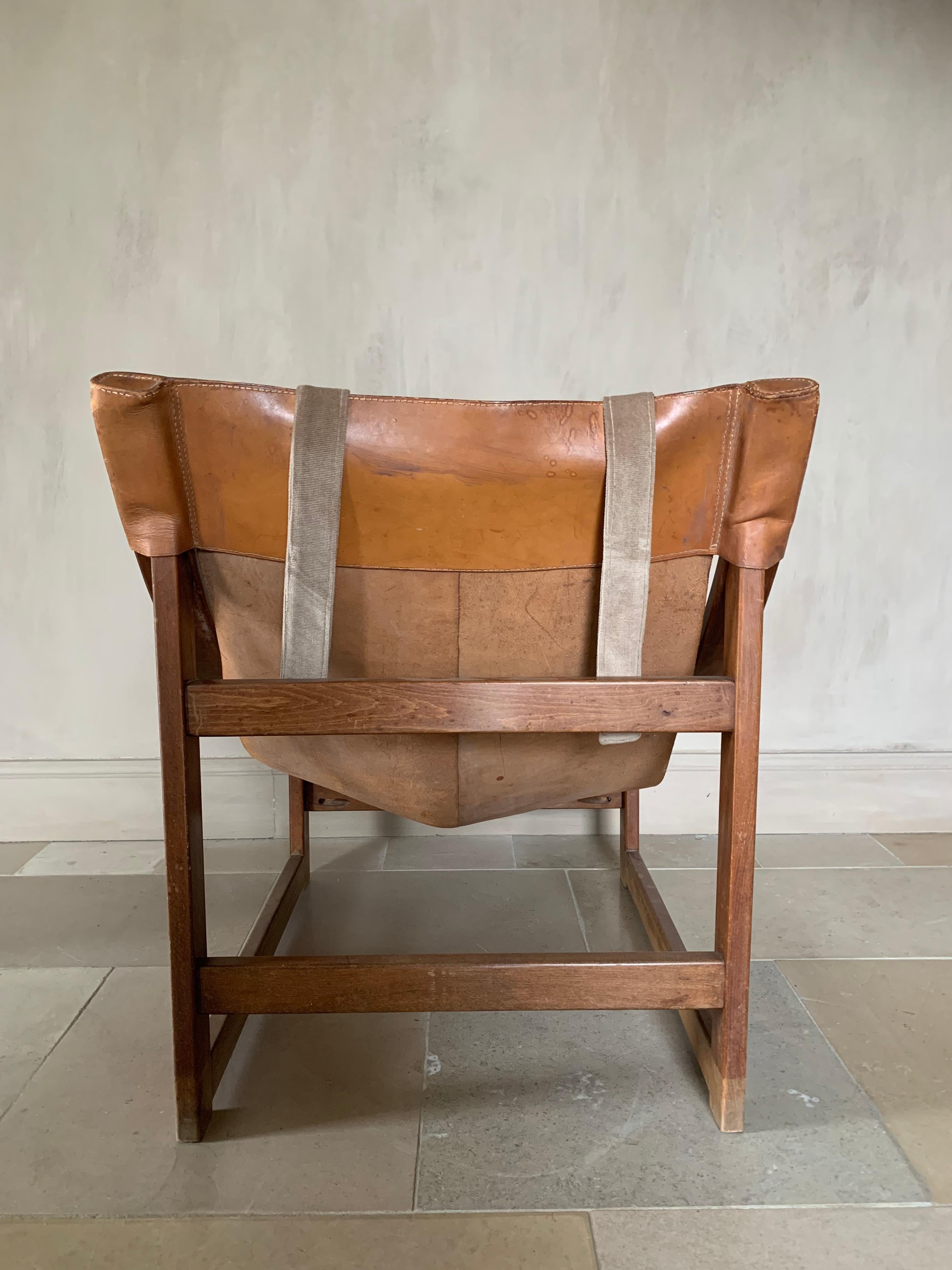 Modernist Sling Leather Lounge Chair 1