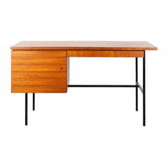 Modernist Small Desk in Teak Veneer with Black Frame, Netherlands, 1960