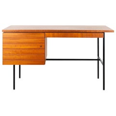 Modernist Small Desk in Teak Veneer with Black Frame, Netherlands, 1960