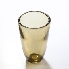 Modernist Smoked Amber Hand-Blown Murano Glass Vase