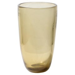 Modernist Smoked Amber Hand-Blown Murano Glass Vase