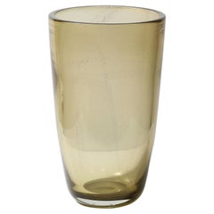 Modernist Smoked Amber Hand-Blown Murano Glass Vase