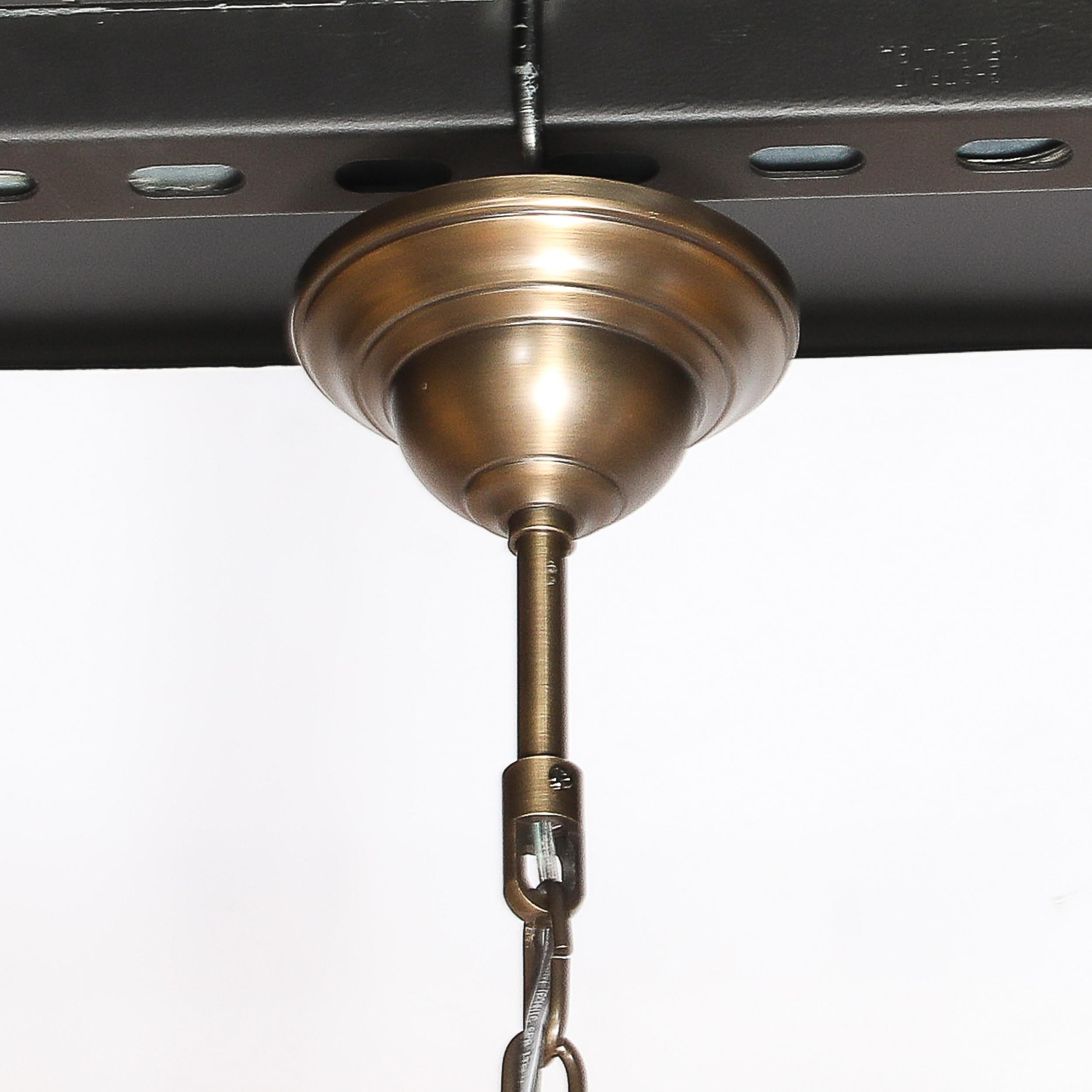 Lampadario modernista in vetro di Murano color albicocca fumé e bronzo strofinato a olio con piume In condizioni ottime in vendita a New York, NY