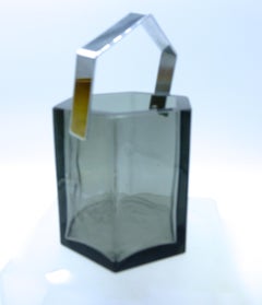 Modernist Smoked Glass Ice Bucket Frank Thrower-Wedgewood 1960 Pattern FJT49
