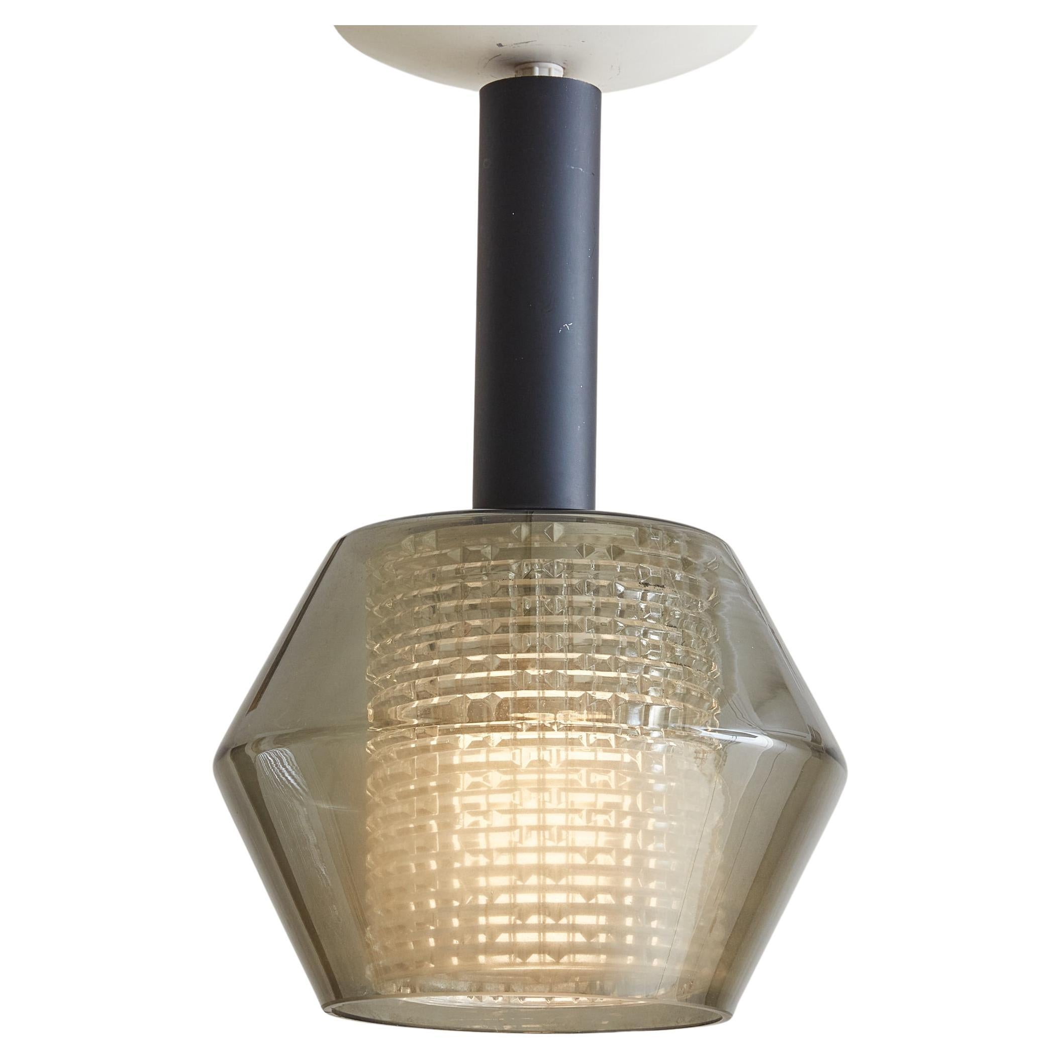 Modernist Smoked Glass Pendant Light by Lightolier, USA 1960s For Sale