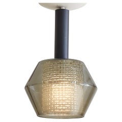 Modernist Smoked Glass Pendant Light by Lightolier, USA 1960s