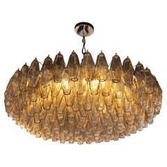 Modernist Smoked Topaz Chandelier with Chrome Fittings, in the Manner of Venini