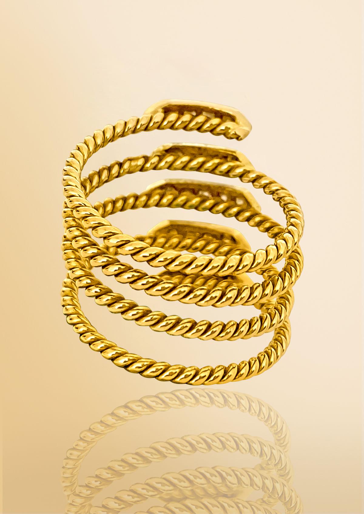 Women's Modernist Snake Design Diamond and Gold Ring For Sale
