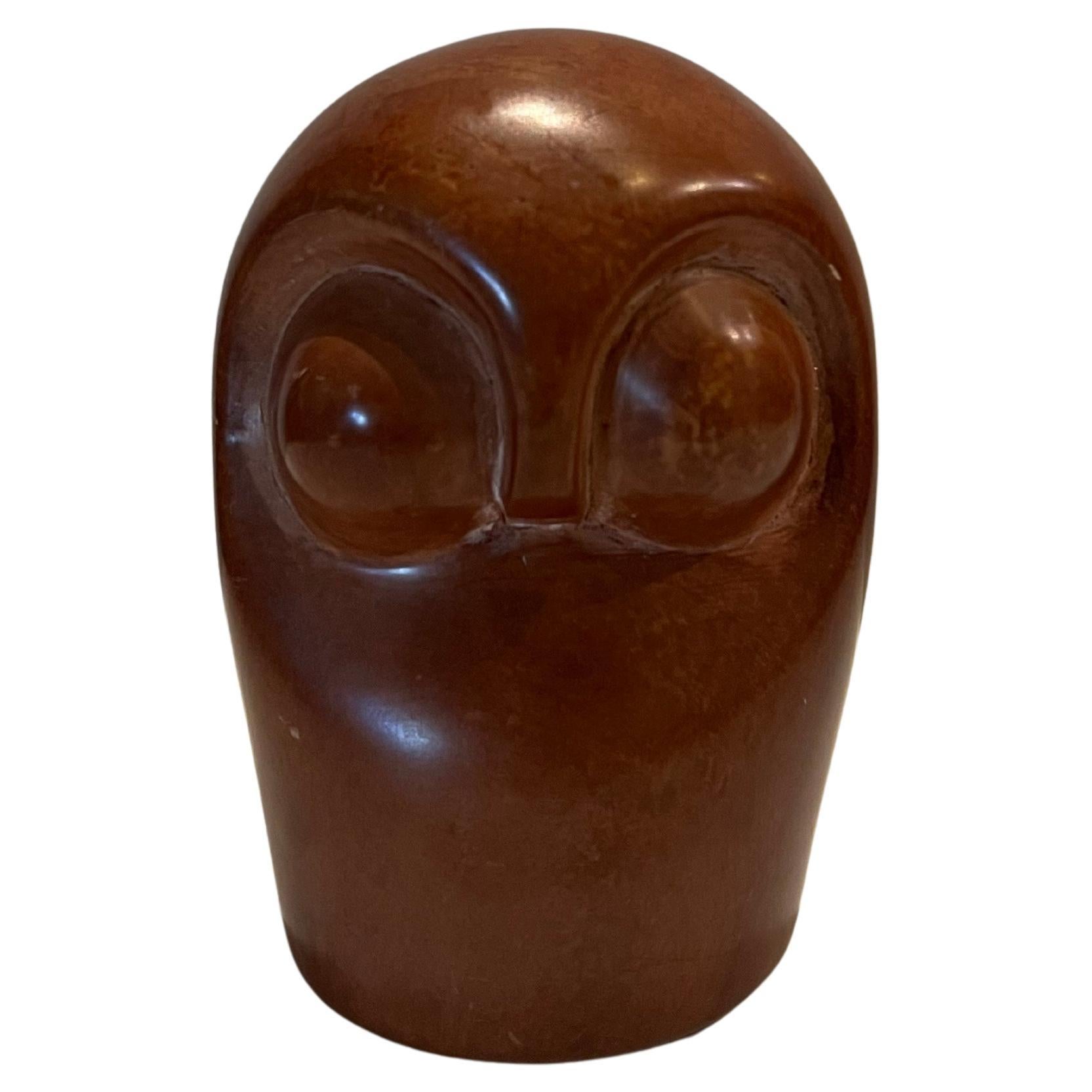 Modernist Speckstein Eule Skulptur Briefbeschwerer