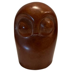 Modernist Speckstein Eule Skulptur Briefbeschwerer