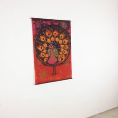 Modernist Södahl Peacock Tapestry Wall Hanging in Jute, Hans J Schöbel, 1960s
