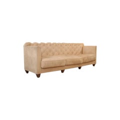 Canapé moderniste rembourré en tissu à gros grain avec cadre en hêtre