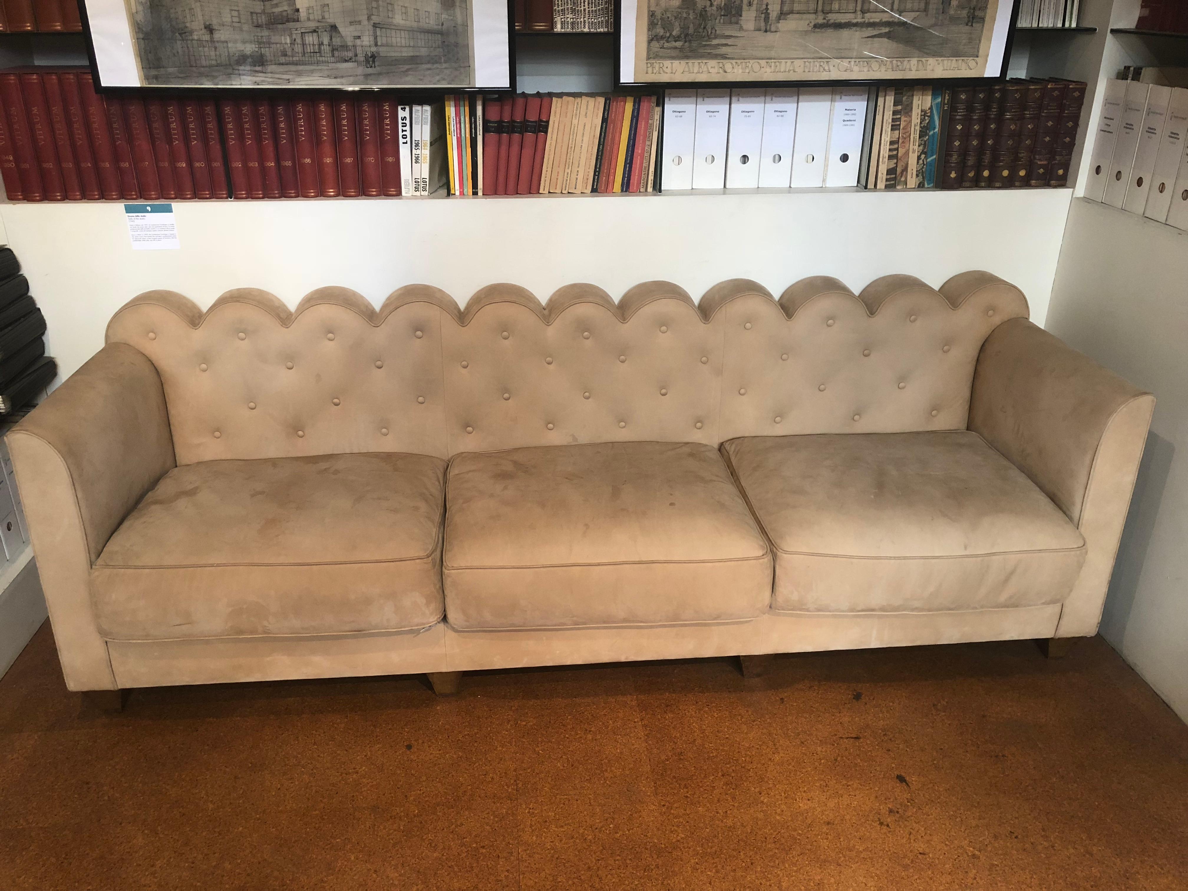 Contemporary Modernist Sofa Upholstered in Grosgrain Cloth with Beech Frame  For Sale
