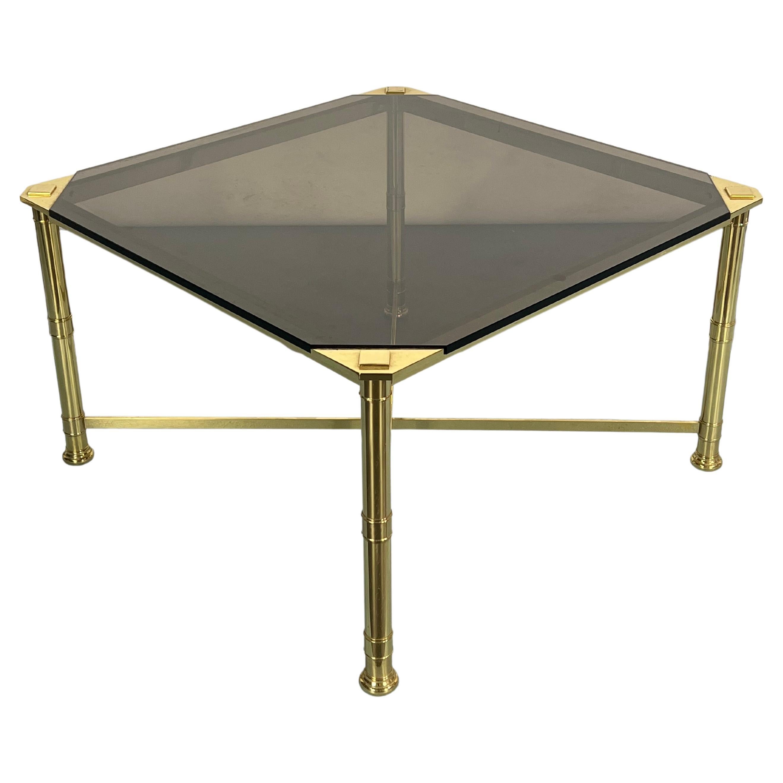 Solid Brass Hoof Feet and Thick Glass Coffee Table For Sale at 1stDibs