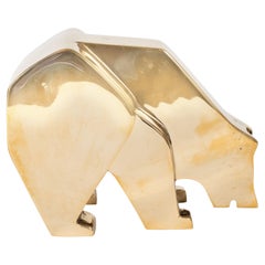 Sculture d'orso moderniste in ottone massiccio