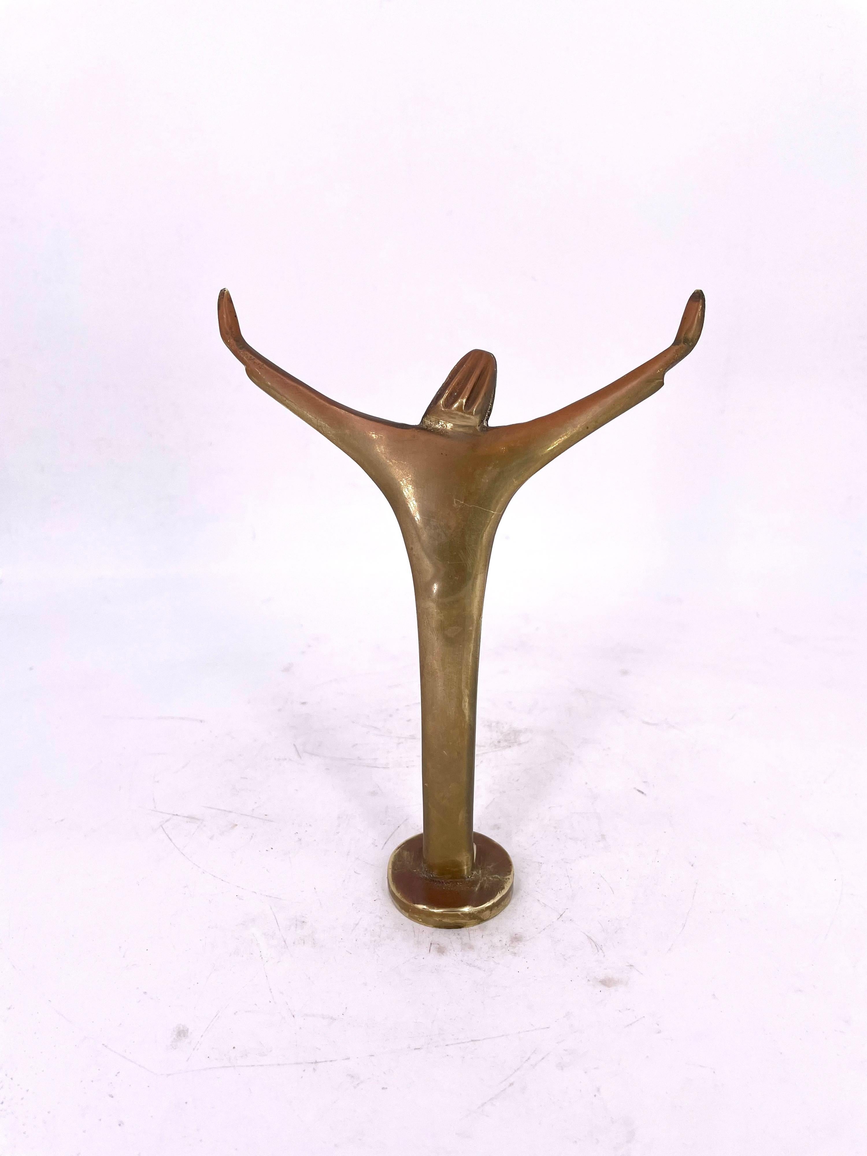 Mid-Century Modern Modernist Solid Brass Open Arms Christ Sculpture
lol p11qq