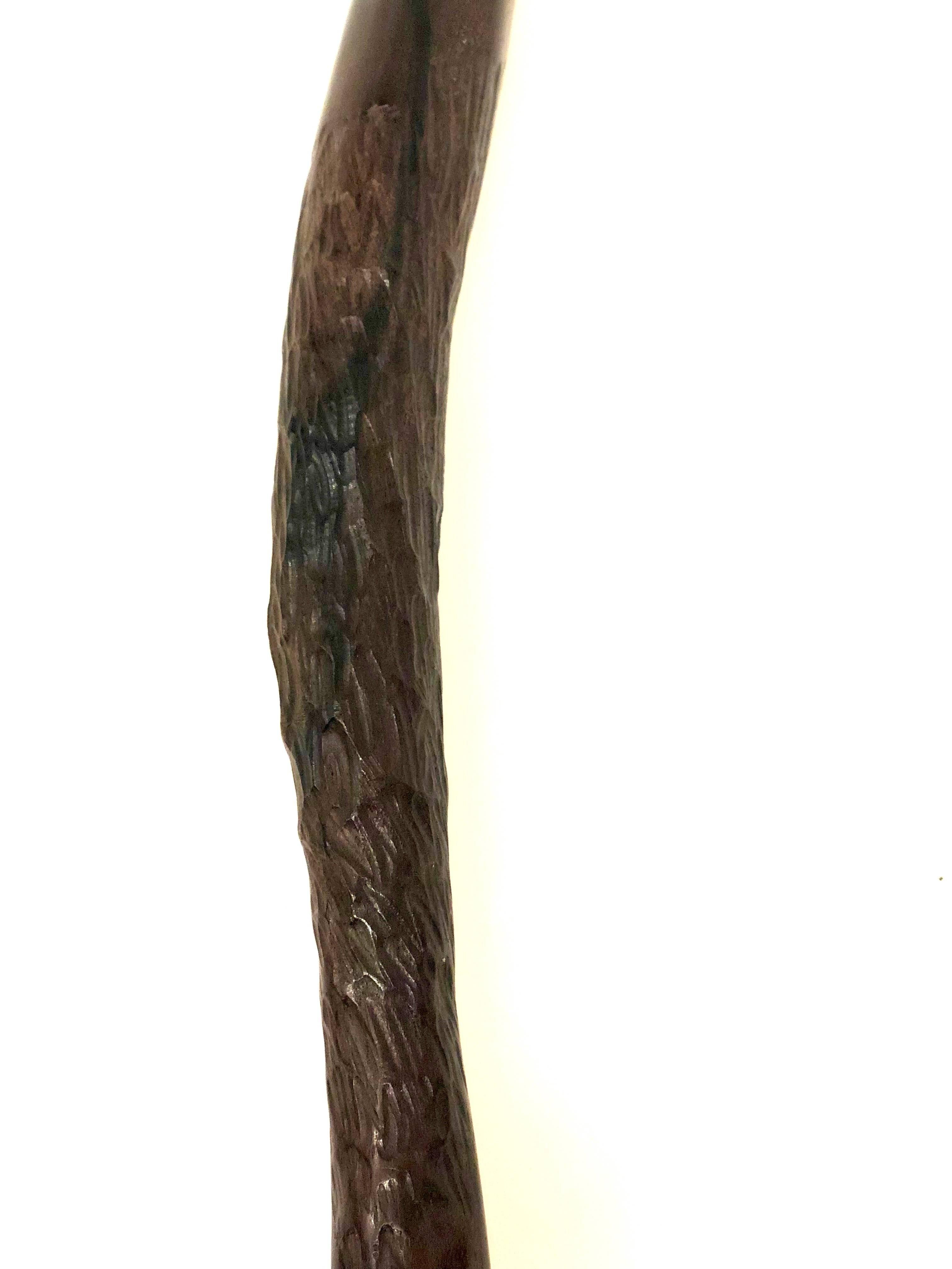 Modernist Solid Cocobolo Wood Hand-Carved Walking Cane/Stick In Excellent Condition In San Diego, CA