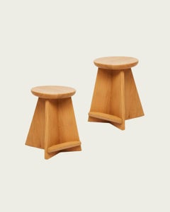 Modernist Solid Oak Counter Stool