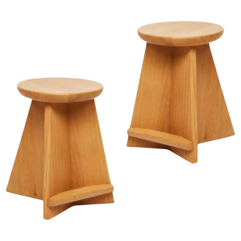 Modernist Solid Oak Counter Stool
