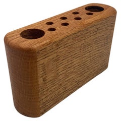 Modernist Solid Oak Pencil / Pen Holder, USA, 1970's 