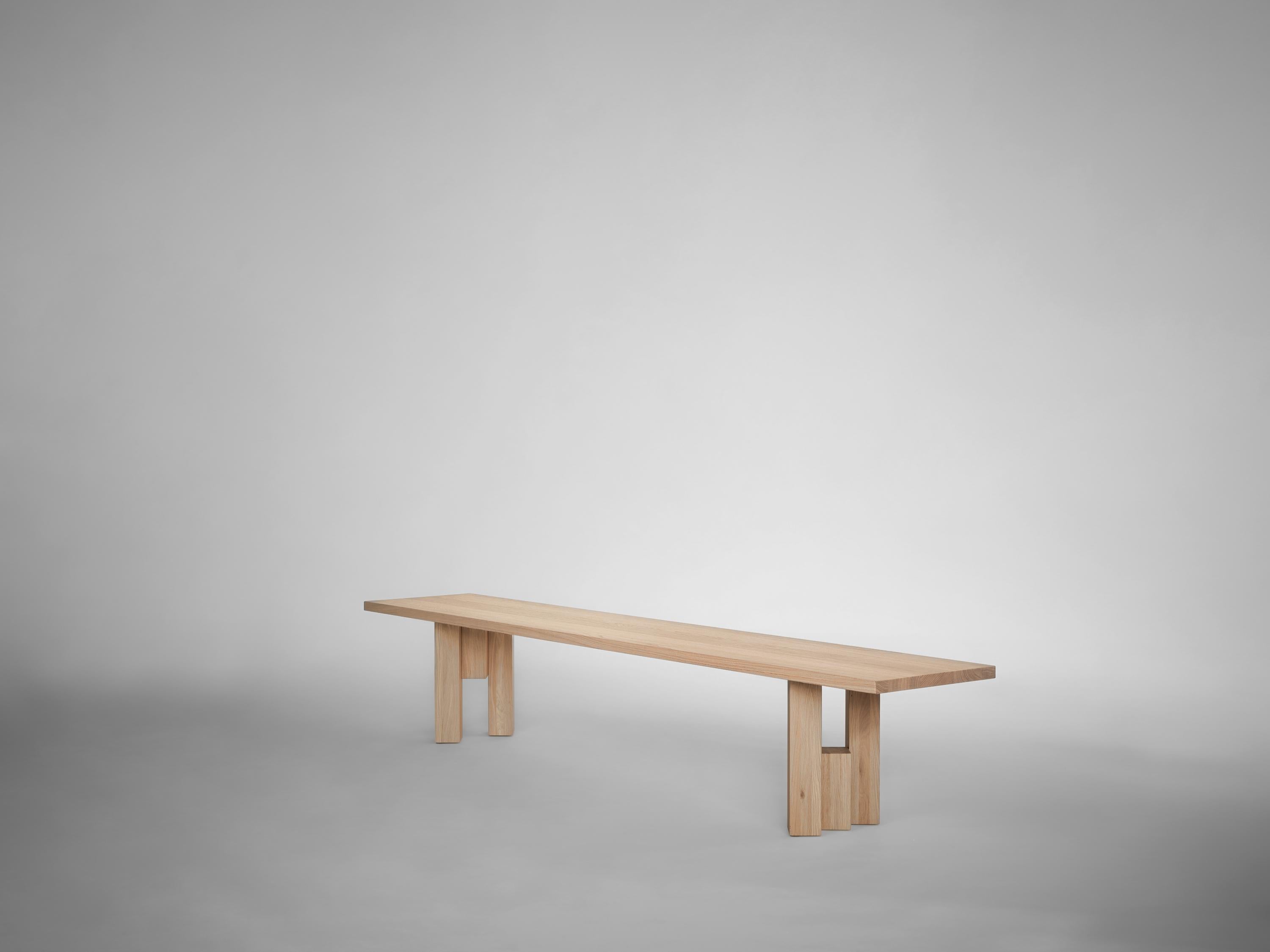 Brutalist Modernist Solid Oak Wooden Fenestra Bench For Sale