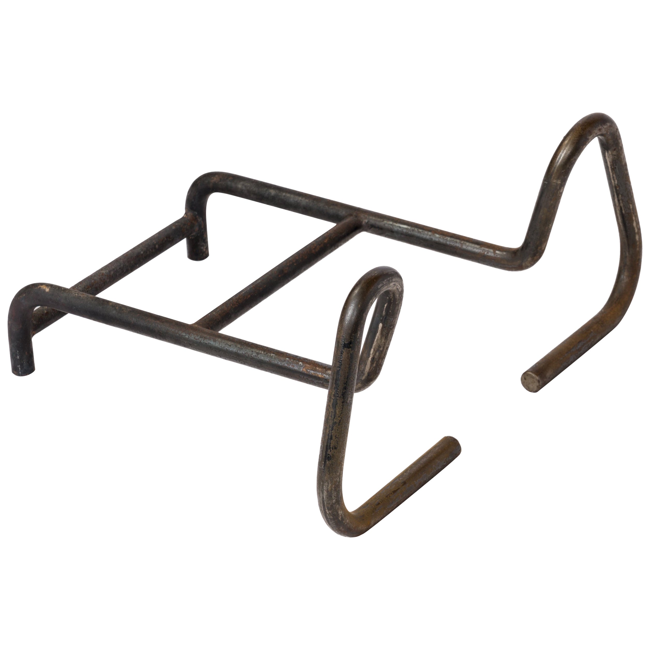 Modernist Solid Steel Monoxyle Andirons - France 1970's
