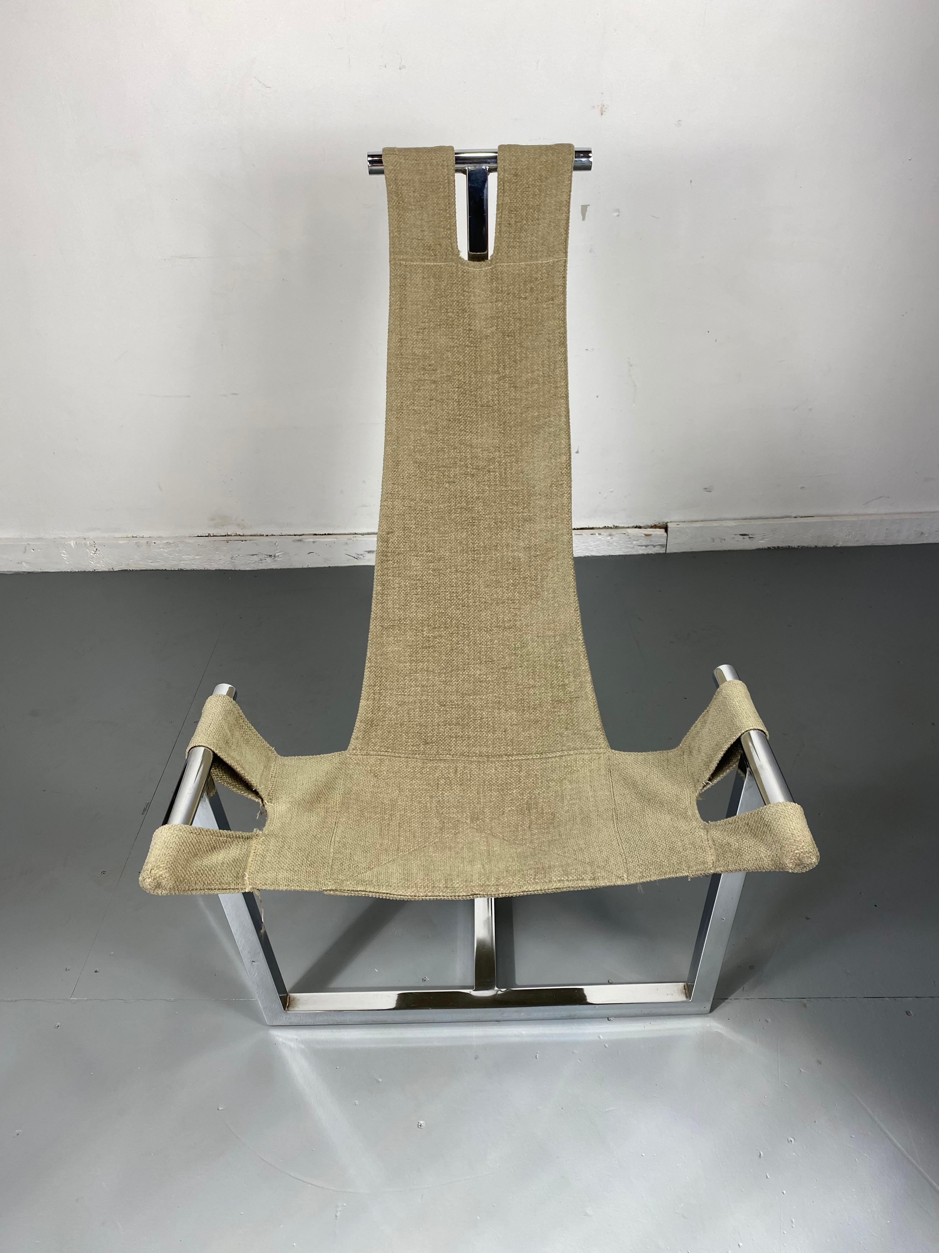 Fin du 20e siècle Fauteuil de salon moderniste de l'ère spatiale en chrome poli des années 1970 en vente