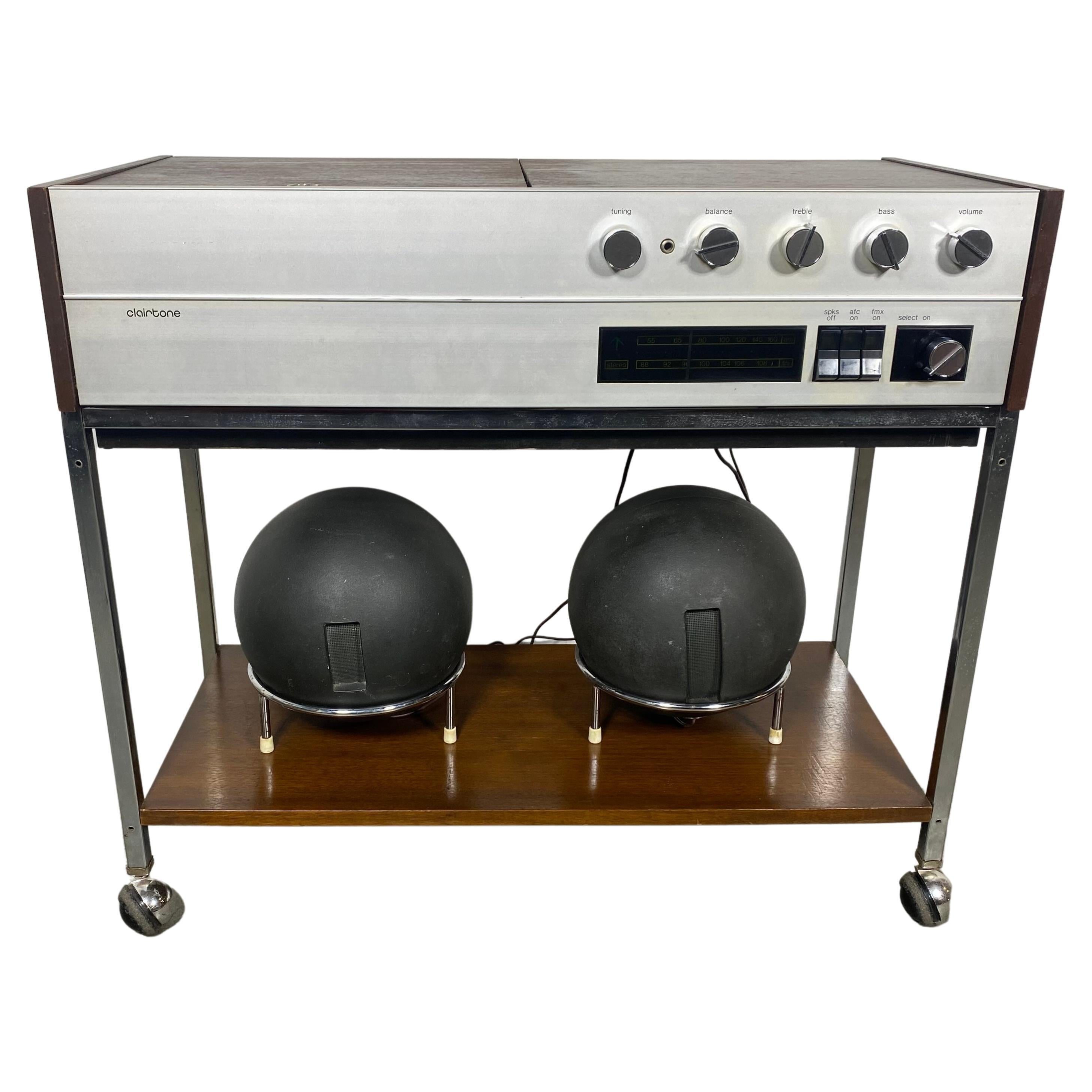 Modernist Space Age Clairtone G3 T13 Stereo System with Globe Speakers