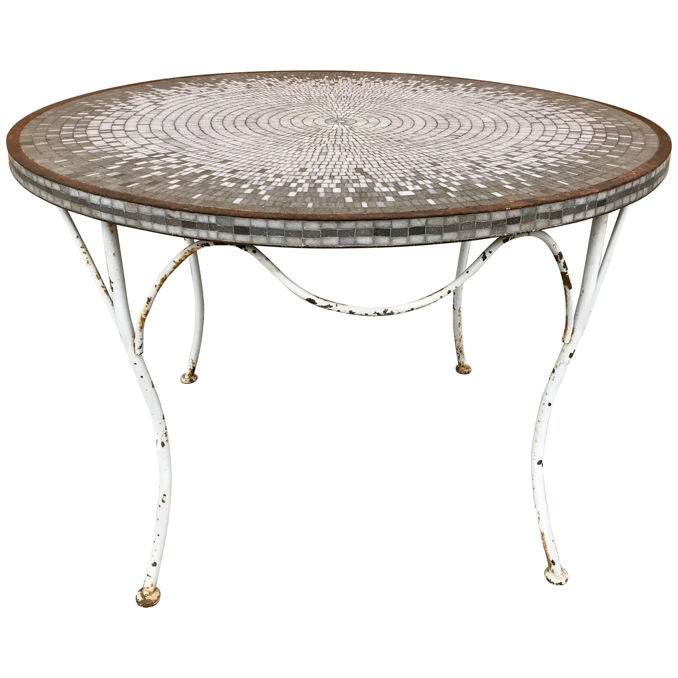 Modernist Spalti 'Glass' Mosaic Tile Top Dining Table