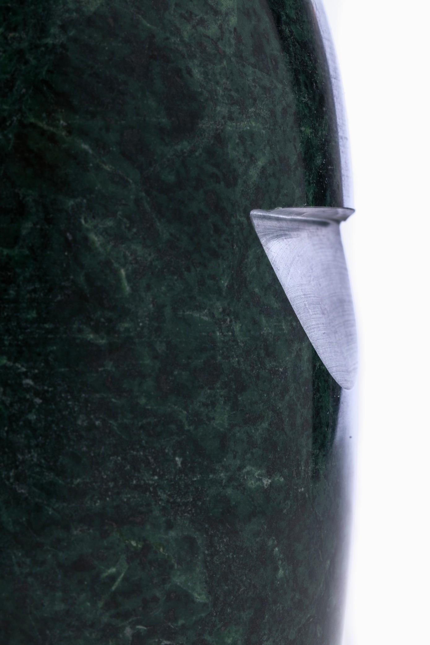 Late 20th Century Modernist Speckled Green Marble Ice Bucket with Ivory Vein Detail, c. 1970s