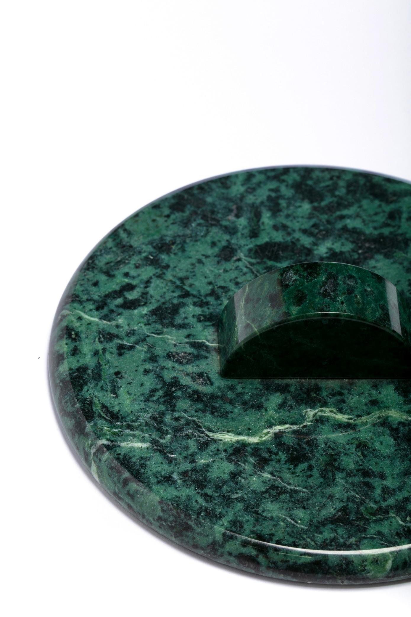 Modernist Speckled Green Marble Ice Bucket with Ivory Vein Detail, c. 1970s 2